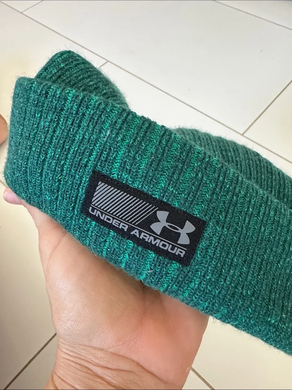 Under Armour Dark Green Ribbed Cuffed Beanie boys one size